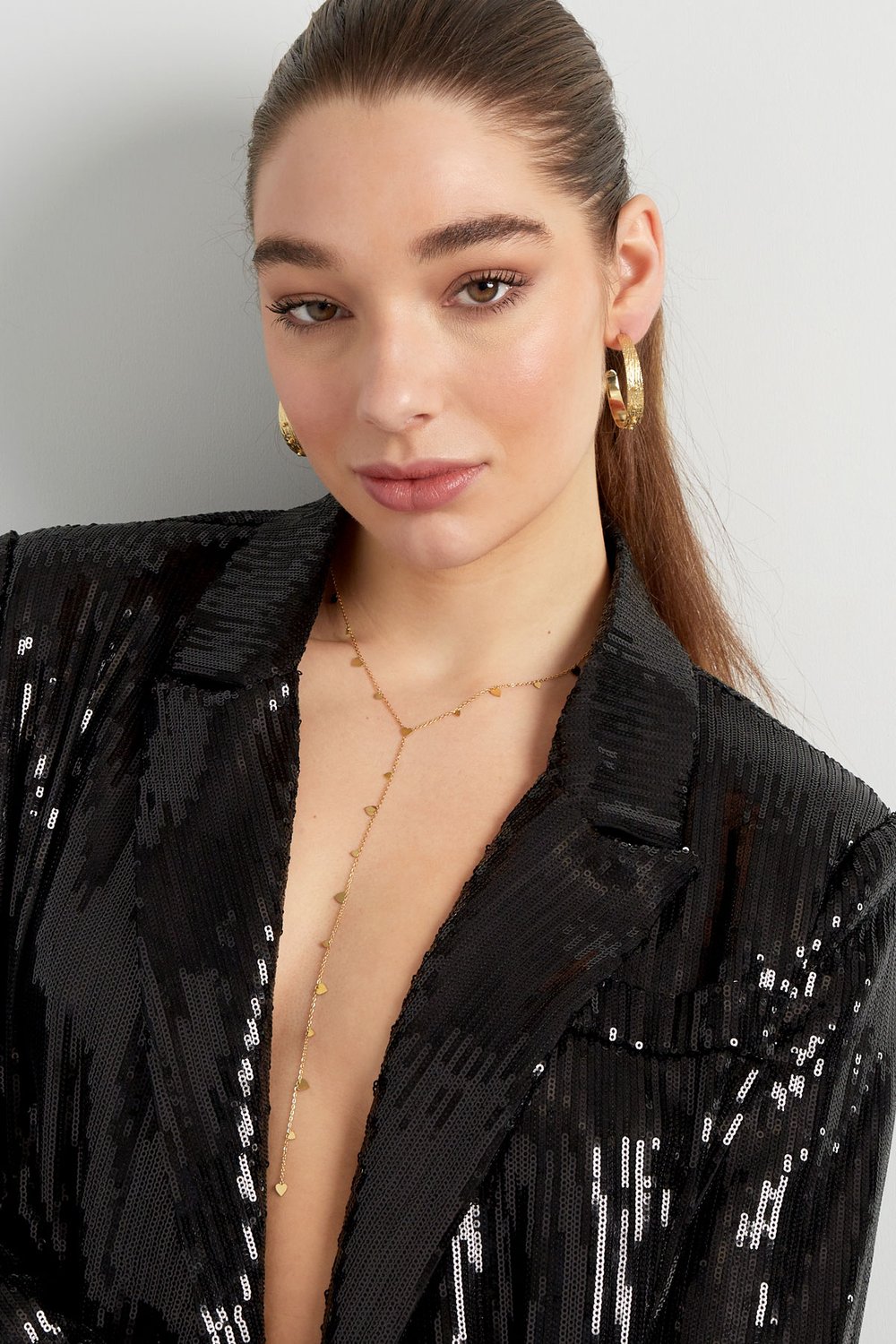 Necklace coins with center piece - Silver Color color h5Picture3